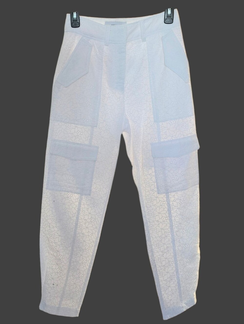 Derek Lam 10 Crosby Mila Floral Eyelet Utility Cropped Pants In White - Picture 3 of 10
